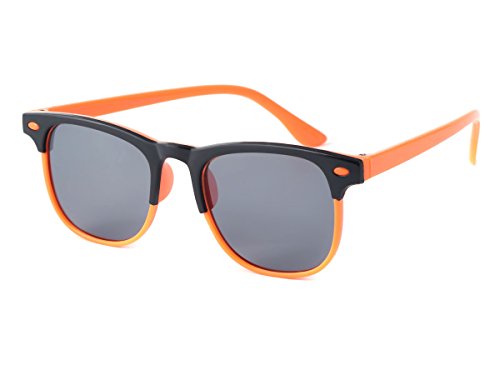 Alsino Kinder Clubstyle Sonnenbrille Retro Vintage Kindersonnenbrille markanter Halbrahmen, Variante wählen:K-128 schwarz orange von Alsino