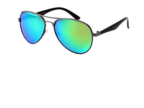 Alsino LOOX Pilotenbrille Sonnenbrille Vintage große Gläser Herren Damen Retro Fliegerbrille Modell Miami 110, Variante wählen:LOOX-110 blau grün schwarz von Alsino