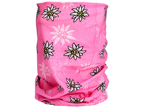 Alsino Multifunktions Halstuch Biker Motorrad Tuch Bandana 49 x 23 cm Edelweiß Atmungsaktiv Wetterfest Outdoor, Farbe wählen:Edelweiß rosa von Alsino