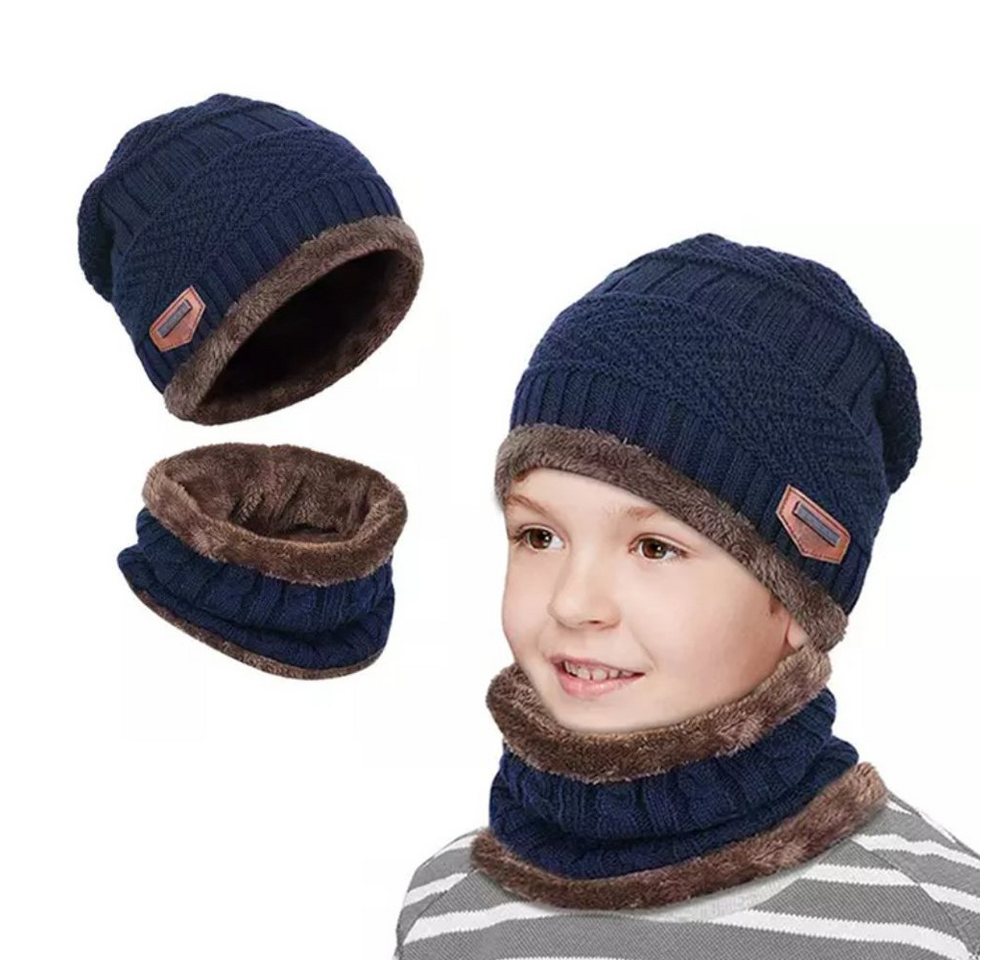 Alster Herz Strickmütze Kinder Warme Strickmütze mit Schal, mit weichem Fleece, A0478 perfekt für Winter von Alster  Herz