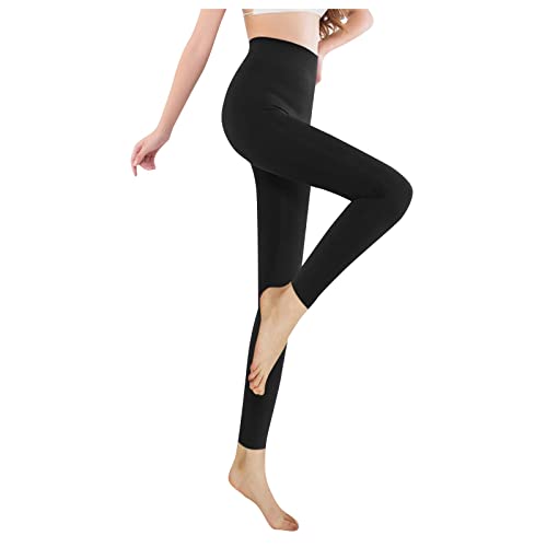 Alueeu 7/8 Leggings Damen Gefütterte Thermoleggins Mit Teddy-Innenfleece High Waist Leggins Warm Winter Sportleggins Lang Dünne Strumpfhosen Yogahose Laufhose von Alueeu