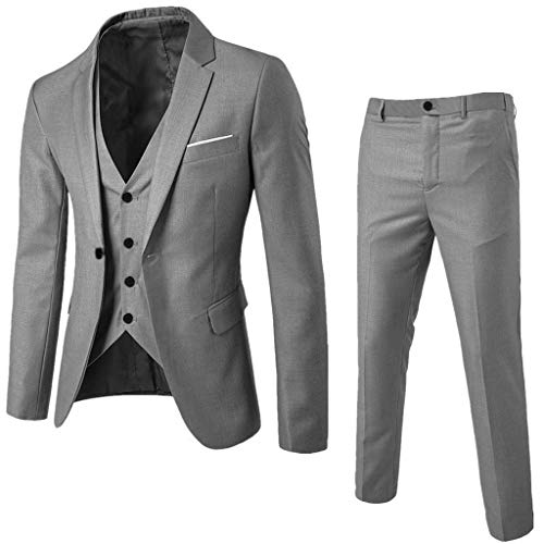 Herren Anzug Schwarz 3 Teilig Regular Fit Hochzeit Komplett Slim Fit Weste Hose Grau Anzüge Set Anzug Hochzeit Business Anzug Regular Anzug Business Outfit Bräutigam Smoking Anzüge Anzug Herrenanzug von Alueeu