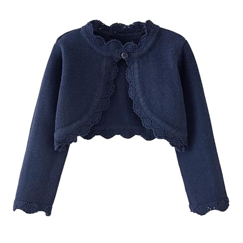 Alunsito Little Kids Langarm Solid Color Bolero Cardigan Top Kinder Mädchen Strickpullover Shrug Jacke One Button Up Top Coat, 90, Dunkelblau, 1-2 Jahre Alunsito Little Kids Langarm Solid Color Bolero Cardigan Top Kinder Mädchen Strickpullover Shrug Jacke One Button Up Top Coat, 90, Dunkelblau, 1-2 Jahre von Alunsito