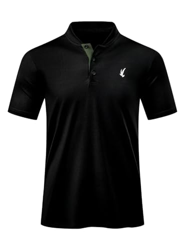 AlvaQ Poloshirt Herren Kurzarm Elastisches Casual Kurzarm Atmungsaktiv Golf Polo Athletic Shirt Schwarz von AlvaQ