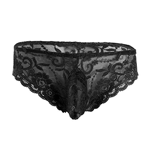 Alvivi Herren Slips Spitze Unterwäsche Sissy Bikini Briefs Männer Tanga Panties Dessous Unterhose M L XL A Schwarz L von Alvivi