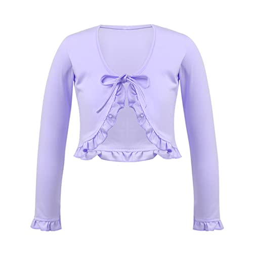 Alvivi Kinder Ballett Wickeljacke Langarm Shirt Sport Crop Tops Ballettjacke Bolero Bauchfrei Oberteile Tanz Gymnastik Training Yoga Tops B Hell Lila B 122-128 von Alvivi