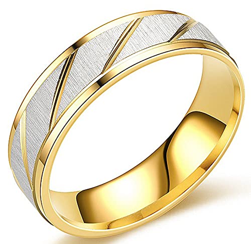 AMDXD Freundschaftsringe, Köper Muster Ring Herren Matt für Hochzeit, Poliert und Matt, Gold, Gr.67 (21.3), 1 Pc, Schmuck von AMDXD