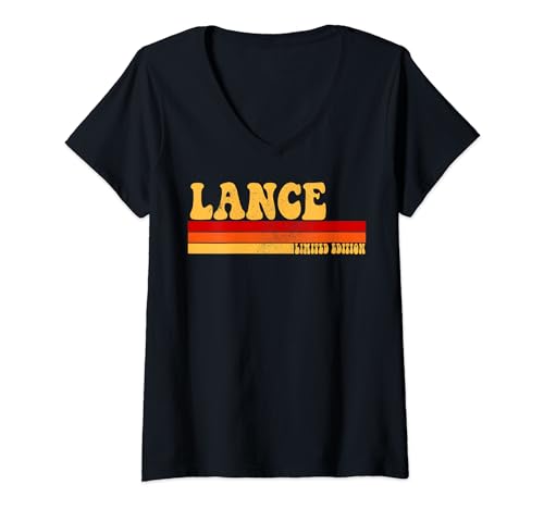 Damen LANCE Name Personalisierte Idee Herren Retro Vintage LANCE T-Shirt mit V-Ausschnitt von AmaStyle Co.