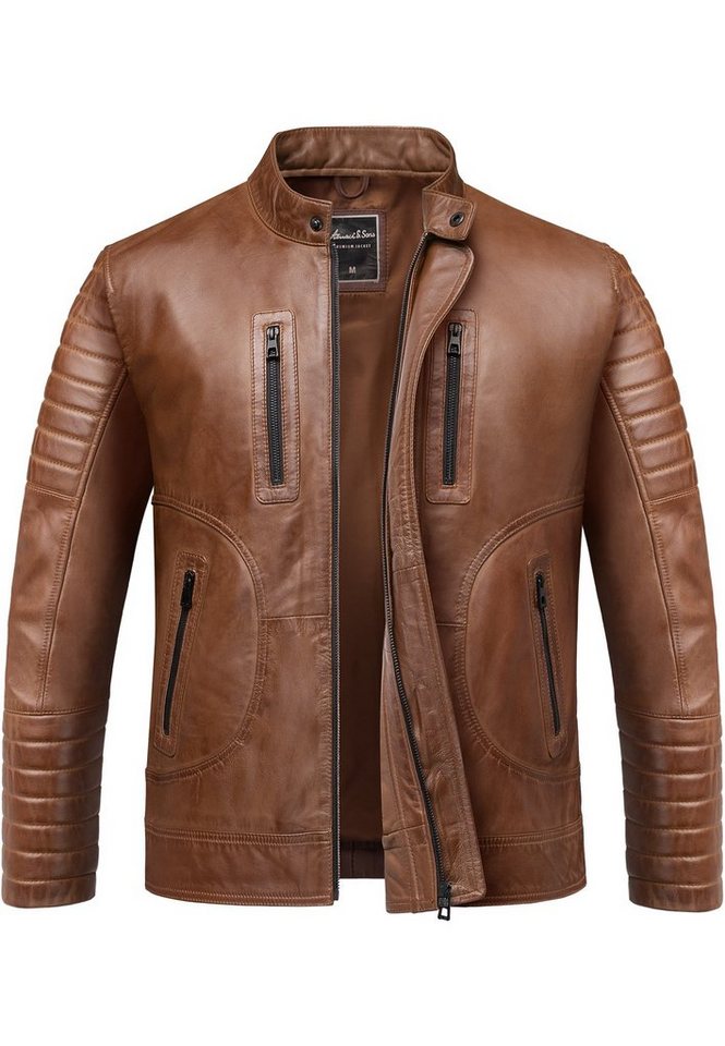 Amaci&Sons Lederjacke EUCLID Lederjacke Echtleder Herren Biker Zipper Jacke von Amaci&Sons