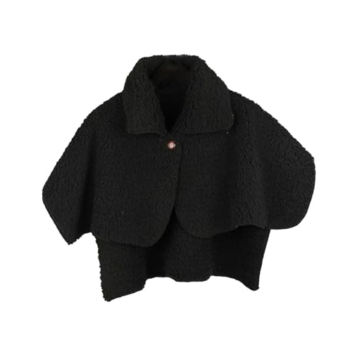 Amagogo Frauen Plüsch Schulter Schal Cape Thermal Fleece Kurzer Schal Poncho Winter Schulterschutz Hals und Cape, Schwarz von Amagogo