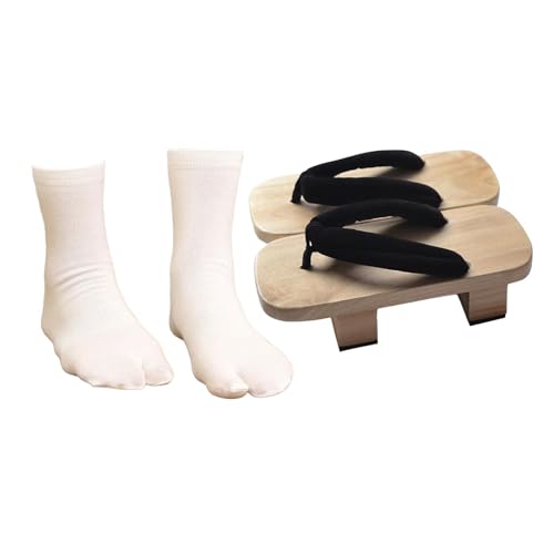 Amagogo Japanische Holzclogs mit Tabi-Socken, Hausschuhe für den Strand, Zuhause, den Alltag, Wohnheim, Reisen von Amagogo