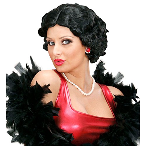 Amakando 20er Jahre Perücke Burlesque Damenperücke schwarz Retro Diva Faschingsperücke Filmstar Lockenperücke Hollywood Mafia Kurzhaarperücke Locken Charleston Flapper Haare von Amakando