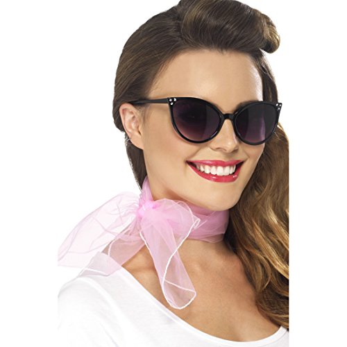 Amakando 50er Jahre Halstuch pink Damenschal Hals Tuch Chiffon Chiffontuch Rockabilly Damenhalstuch Rock `n` Roll Grease Kostüm Accessoires von Amakando