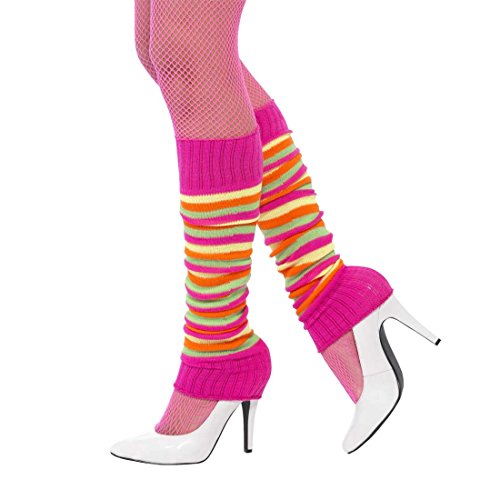 Amakando Beinstulpen Geringelt Stulpen gestreift pink-bunt Beinwärmer Aerobic Leg Warmers 80er Ringelstulpen Tanzstulpen Ballettstulpen von Amakando