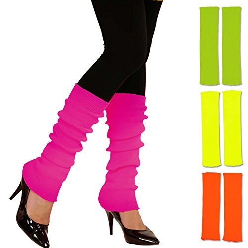 Amakando Beinstulpen neonfarben leuchtende Stulpen 80er pink krelle Legwarmer schrille Aerobic Stutzen Fitness Outfit Accessoire 80er-Outfit Zubehör von Amakando