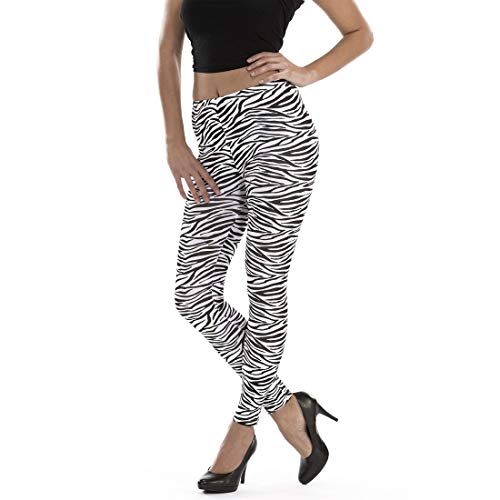 Amakando Elegante Zebra-Leggins für Damen/Schwarz-Weiß S/M (36-42) / Gestreifte Jeggings Tights mit Zebraprint/EIN Highlight zu Mottoparty & Karneval von Amakando