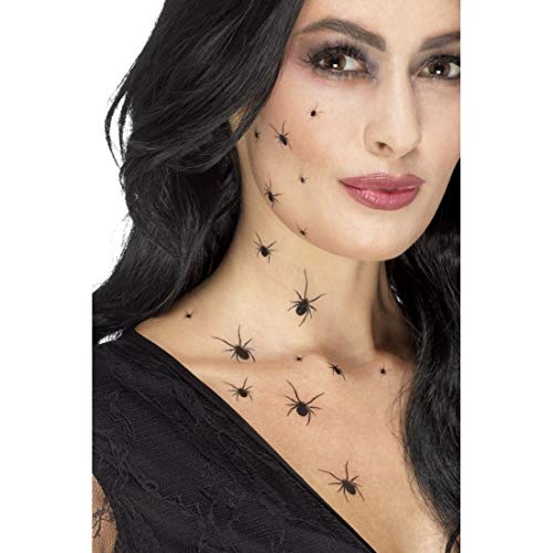 Amakando Gruselige Tattoo-Aufkleber krabbelnde Spinnen/Jeweils 16 Spinnen in schwarz/Gothic Abziehbilder Hexe/EIN Highlight zu Halloween & Karneval von Amakando