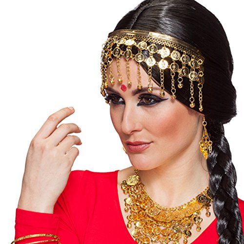 Amakando Haarschmuck Bauchtänzerin Orient Münzschmuck Kopf Haarreif Antike Stirnband 1001 Nacht Stirnreif Bollywood Orientalischer Kopfschmuck von Amakando