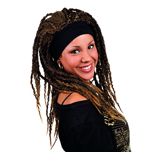 Amakando Hippie Perücke mit Dreads - braun - Dreadlocks Rasta Perücke Reggea Langhaarperücke Rastaperücke Damen Jamaika Faschingsperücke Dreadlocks Rasta Perücke von Amakando