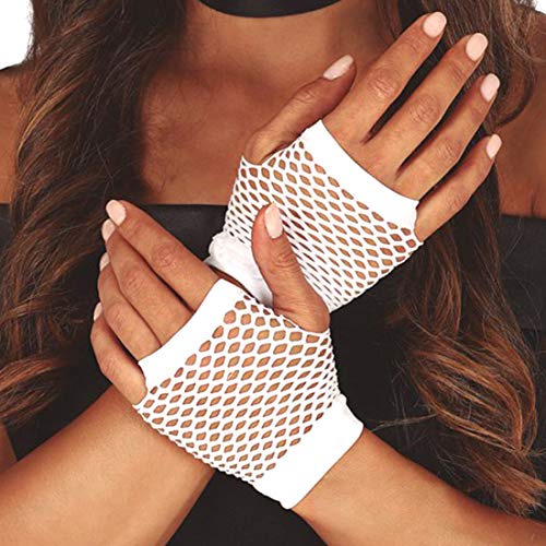 Amakando Knallige Fingerlose Damen-Handschuhe/Weiß/Disco Handstulpen neonfarben/EIN Blickfang zu Karneval & 80er-Party von Amakando