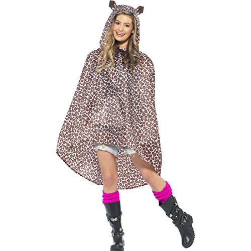 Amakando Leopardenkostüm Damen Leoparden Kostüm Poncho Leo Regenponcho Regenmantel Tier Leopard Regenmantel Party Tierkostüm von Amakando