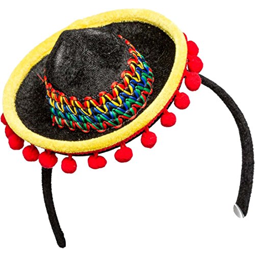 Amakando Minihut Mexikanerin Mini-Sombrero Miniatur Mexikanerhut Minizylinder Strohhut Fascinator Spanien Tequila Kopfschmuck von Amakando