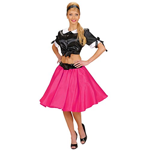 Amakando Petticoat Rock 50er Jahre Tellerrock pink Rock 'n' Roll Damenrock Rockabilly Satinrock Fifties Retro Stoffrock Grease Midirock Knielang von Amakando