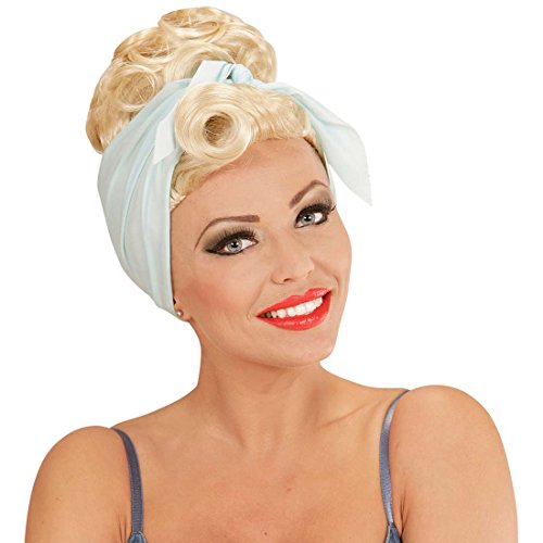 Amakando Pin Up Girl Damenperücke Damen Rockabilly Perücke blond 50s 60s Faschingsperücke 50er 60er Jahre Frauenperücke Kostüm Kleidung Zubehör Fastnacht Rockabella Karnevalsperücke von Amakando