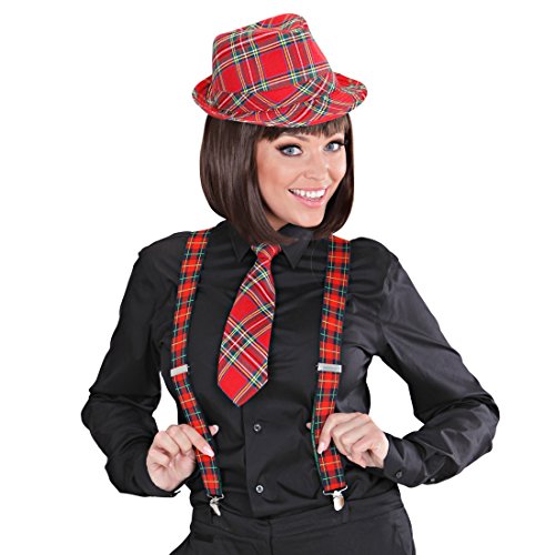 Amakando Schlips mit Karomuster - rot - Binder Schottenmuster Schottenkaro Tie Fasching Langbinder Tartarnmuster Krawatten Karneval Karierte Krawatte Tartan von Amakando