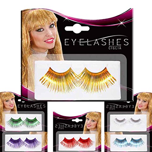 Amakando Selbstklebende Künstliche Wimpern Party Kunstwimpern Gold Lange Falsche Eyelashes Fasching Effekt Wimpernverlängerung Wimpernextensions Makeup Accessoire Karneval Kostüm Zubehör Damen von Amakando