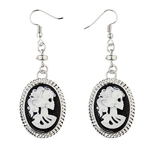 Amakando Sugar Skull Ohrstecker Tag der Toten Ohrhänger La Catrina Ohrclips Dia de los Muertos Damenohrringe Halloween Kostüm Accessoire Damen Kamee Totenkopf Ohrringe von Amakando