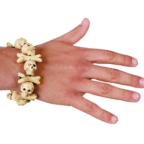 Halloween Schmuck Totenschädel Totenkopf Knochen Armband Totenköpfe Armschmuck Voodoo Skelett Armreif Piratenschmuck Totenkopf Knochen Armband von Amakando