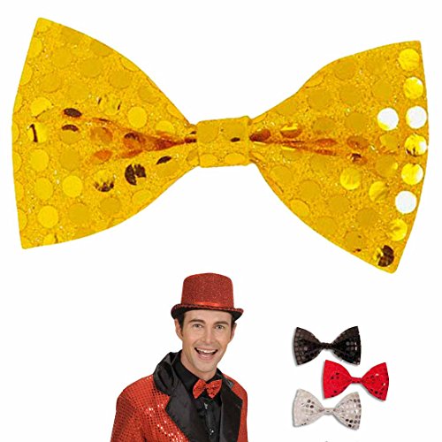 Pailletten Fliege gold Party Querbinder Glitzer Smokingfliege Las Vegas Fasching Clown Anzugfliege Schlagerparty Anzug Smoking Schlips Schleife Krawatte Schlager Mottoparty Accessoire Karneval von Amakando