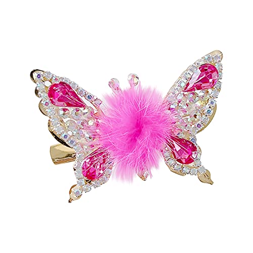 Portugal Schmuck Filigran Fliegende Schmetterlings-Haarnadel Glitzernde Schmetterlings-Haarspangen für Frauen, süße Legierung, fliegende Schmetterlings-Haarnadel-Clips, bewegliche (Hot Pink, One Size) von Amaone