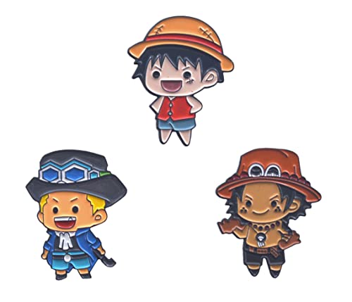 Amasukami 3 Anime Charaktere Portgas D Ace Abzeichen Monkey D Luffy Abzeichen Sabo Abzeichen set von Amasukami