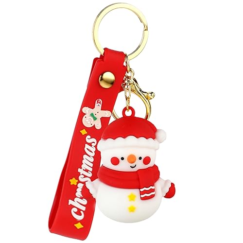 Amaxiu Weihnachts Schlüsselanhänger, niedlicher Schneemann PVC Schlüsselanhänger Cartoon Weihnachtsthema Silikon Armband Schlüsselanhänger für Mädchen Frauen Handtasche Schultasche Anhänger Geschenke von Amaxiu