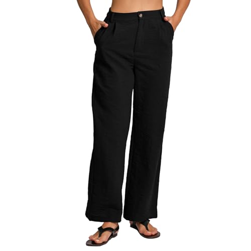 Amazhiyu Damenhosen Leinenhose Damen Hose Baggy Business Outfit Lang Leinen Wide Leg Stoffhose Weites Bein Anzughose Elegant Mit Taschen, Schwarz, XL Amazhiyu Damenhosen Leinenhose Damen Hose Baggy Business Outfit Lang Leinen Wide Leg Stoffhose Weites Bein Anzughose Elegant Mit Taschen, Schwarz, XL von Amazhiyu