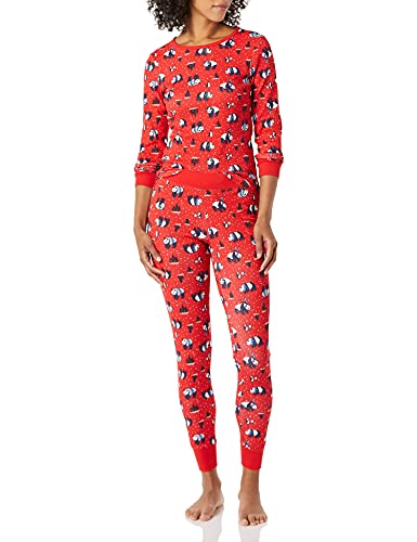 Amazon Essentials Damen Pyjamaset aus Baumwolle, Gute Passform-Auslauffarben, Panda, M von Amazon Essentials