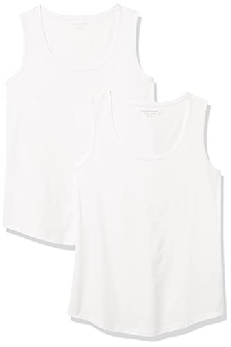 Amazon Essentials Damen Ärmelloses Tanktop aus 100 % Baumwolle mit klassischer Passform, 2er-Pack, Weiß, XL von Amazon Essentials