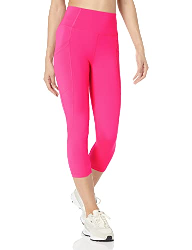 Amazon Essentials Damen Active Formende Capri-Leggings mit hohem Bund und Taschen (in Übergröße erhältlich), Neonrosa, 3XL Große Größen von Amazon Essentials