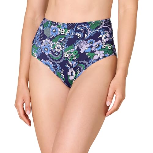 Amazon Essentials Damen Badehose mit hoher Taille (erhältlich in Übergröße), Tiefblau Paisley, 46 von Amazon Essentials