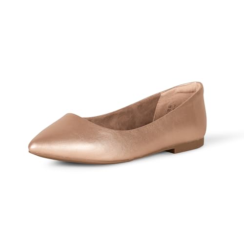 Amazon Essentials Damen Ballerinas mit spitzem Zehenbereich, Roségold, 38.5 EU Weit von Amazon Essentials