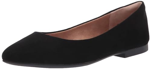 Amazon Essentials Damen Ballerinas mit spitzem Zehenbereich, Schwarz Mikro Wildleder, 40 EU von Amazon Essentials