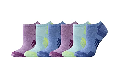 Amazon Essentials Damen Funktions-Sneaker-Sportsocken aus Baumwolle, Gepolstert, 6 Paar, Mehrfarbig/Einfarbig/Streifen, 36-39.5 von Amazon Essentials