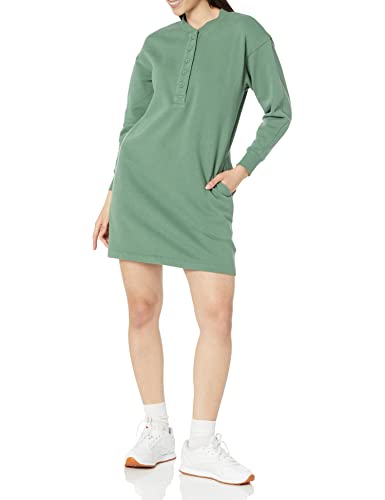 Amazon Essentials Damen Henley-Sweatshirtkleid aus Strick (erhältlich in Übergrößen), Salbeigrün, L von Amazon Essentials