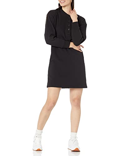 Amazon Essentials Damen Henley-Sweatshirtkleid aus Strick (erhältlich in Übergrößen), Schwarz, 3XL Große Größen von Amazon Essentials