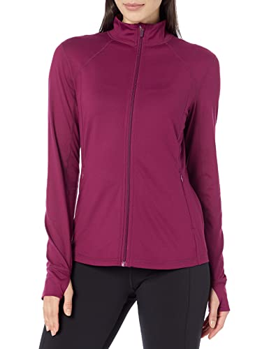 Amazon Essentials Damen Jacke aus Angerautem Tech-Stretch mit Langem Reißverschluss (Erhältlich in Übergröße), Pflaume, XL Große Größen von Amazon Essentials