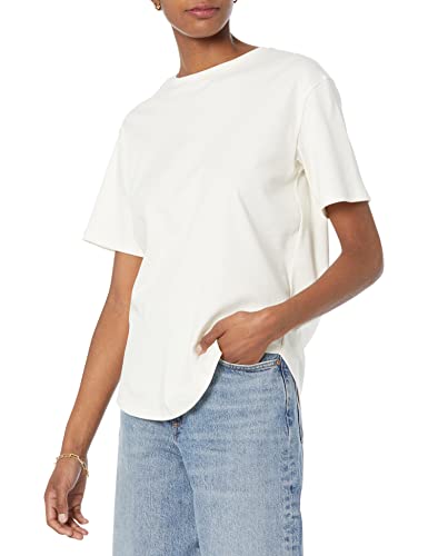 Amazon Essentials Damen Kurzärmliges Tunika-T-Shirt aus Bio-Baumwolle in lockerer Passform (in Übergröße erhältlich) (Früher Amazon Aware), Elfenbein, XS von Amazon Essentials