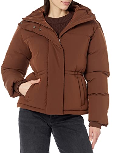 Amazon Essentials Damen Kurze, taillierte Daunenjacke (in Übergröße erhältlich), Tiefbraun, M von Amazon Essentials