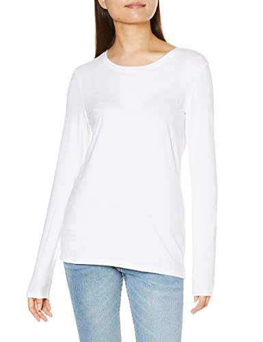 Amazon Essentials Damen Langärmeliges T-Shirt mit Rundhalsausschnitt, Klassischer Schnitt (Erhältlich in Übergröße), Weiß, XL von Amazon Essentials